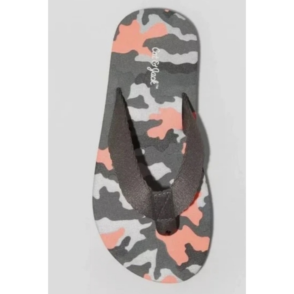 Cat & Jack Dark Orange and Gray Camo Flip Flop Sandals